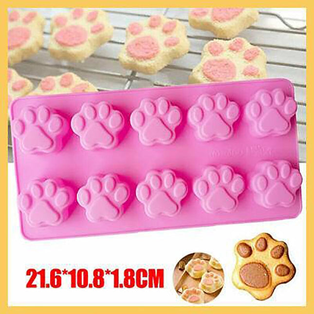 Paw Print Silicone Mold Chocolate Cookie Mould Jelly Ice Cube Baking Decor AU - Aimall