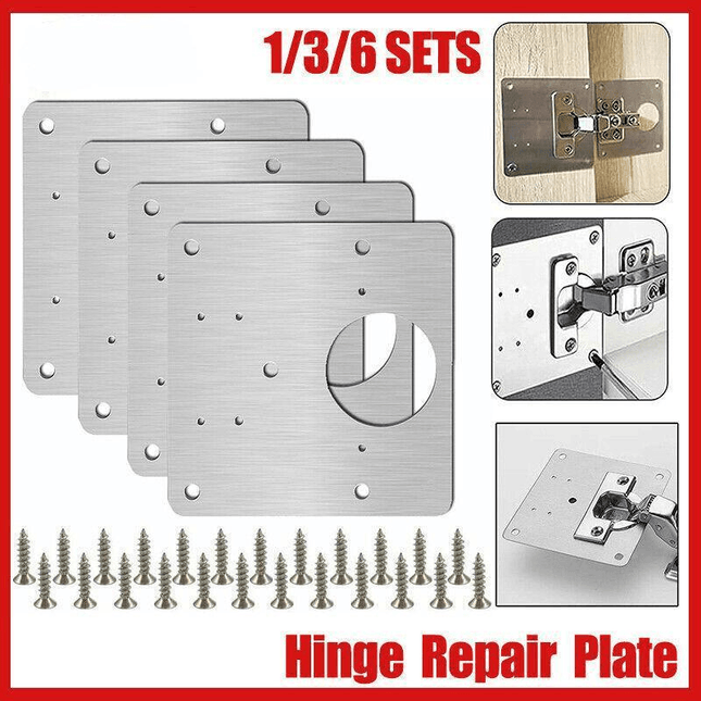 Hinge Repair Plate Rust Resistant Steel Furniture Cupboard Repair Mount Tool AU - Aimall