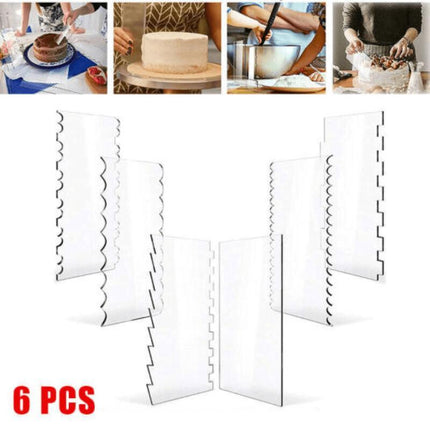 6pcs Acrylic Cake Scraper Decorating Contour Comb Cake Edge Smoother Tools AU - Aimall
