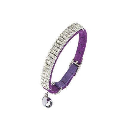 Collar Suede Cat Kitten Puppy Pet safety release adjustable Rhinestone 5 Colours - Aimall