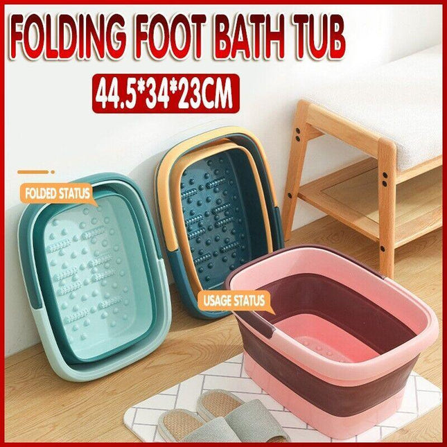 Folding Foot Spa Pedicure Bath Massage Tub Bucket Feet Basin Therapy Luxury AU - Aimall