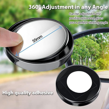2x Blind Spot Car Mirror 360?? Wide Angle Adjustable Rear Side View Convex Black - Aimall