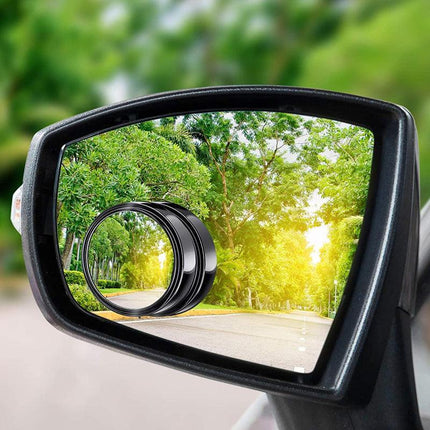2x Blind Spot Car Mirror 360?? Wide Angle Adjustable Rear Side View Convex Black - Aimall