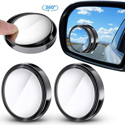2x Blind Spot Car Mirror 360?? Wide Angle Adjustable Rear Side View Convex Black - Aimall