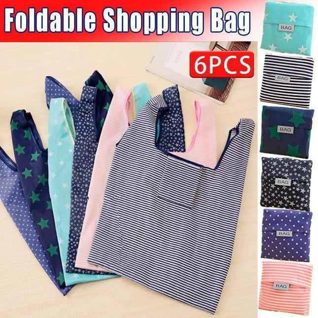6x Nylon Reusable Foldable Recycle Grocery Shopping Carry Bags Tote Handbags Eco - Aimall