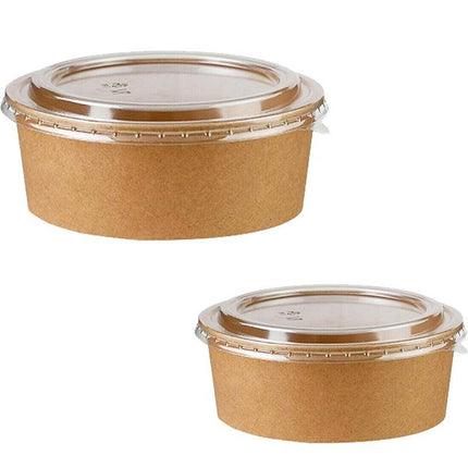 Take Away Kraft Paper Salad Bowl Food Grade Takeout Tableware Food Bowl With Lid - Aimall
