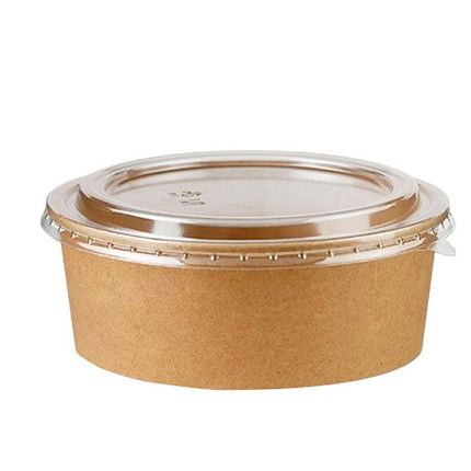 Take Away Kraft Paper Salad Bowl Food Grade Takeout Tableware Food Bowl With Lid - Aimall