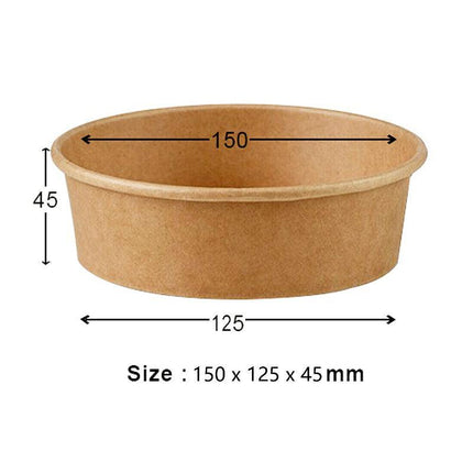 Take Away Kraft Paper Salad Bowl Food Grade Takeout Tableware Food Bowl With Lid - Aimall