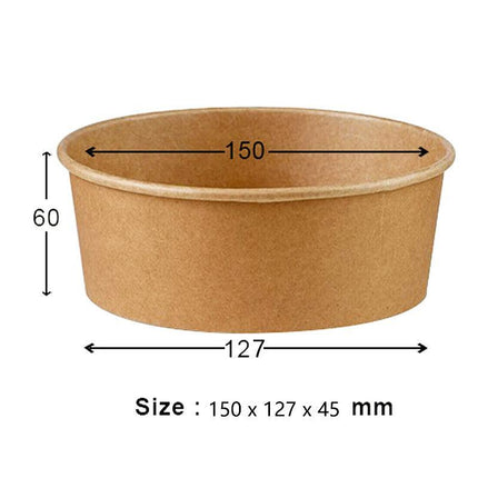 Take Away Kraft Paper Salad Bowl Food Grade Takeout Tableware Food Bowl With Lid - Aimall