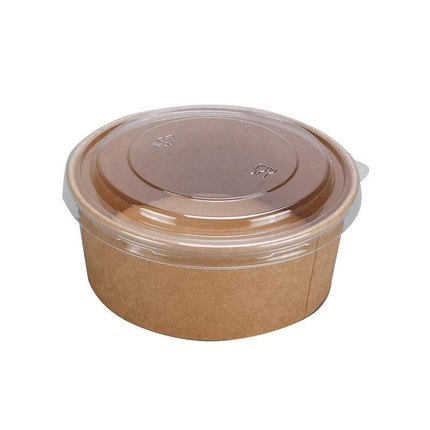 Take Away Kraft Paper Salad Bowl Food Grade Takeout Tableware Food Bowl With Lid - Aimall