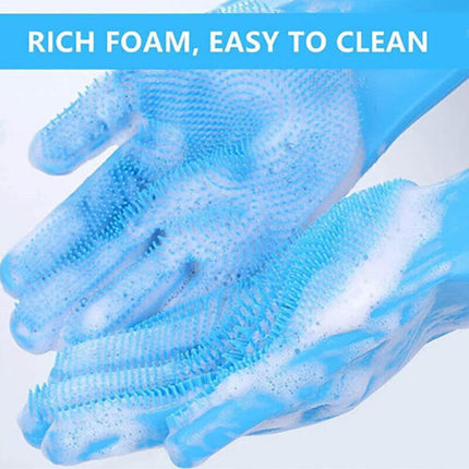 Magic Silicone Rubber Dish Washing Kitchen Gloves Scrubber Cleaning Scrubbing AU - Aimall