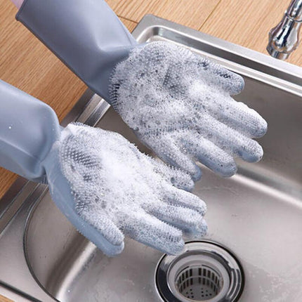 Magic Silicone Rubber Dish Washing Kitchen Gloves Scrubber Cleaning Scrubbing AU - Aimall