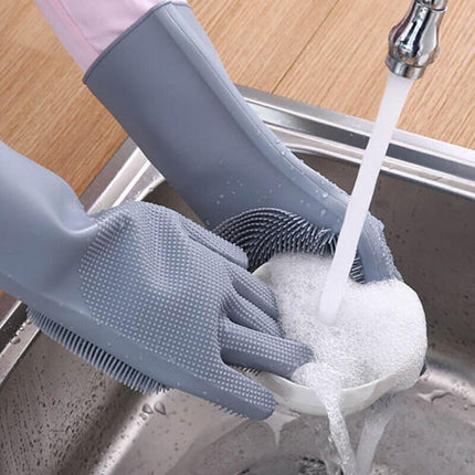 Magic Silicone Rubber Dish Washing Kitchen Gloves Scrubber Cleaning Scrubbing AU - Aimall