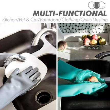 Magic Silicone Rubber Dish Washing Kitchen Gloves Scrubber Cleaning Scrubbing AU - Aimall