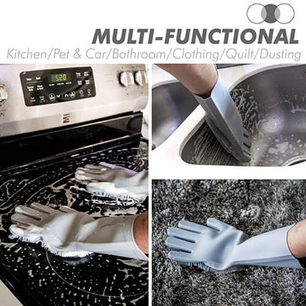 Magic Silicone Rubber Dish Washing Kitchen Gloves Scrubber Cleaning Scrubbing AU - Aimall