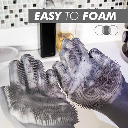 Magic Silicone Rubber Dish Washing Kitchen Gloves Scrubber Cleaning Scrubbing AU - Aimall
