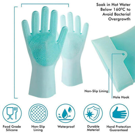 Magic Silicone Rubber Dish Washing Kitchen Gloves Scrubber Cleaning Scrubbing AU - Aimall