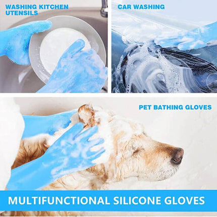 Magic Silicone Rubber Dish Washing Kitchen Gloves Scrubber Cleaning Scrubbing AU - Aimall