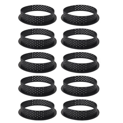 8x Cake Mold Perforated Cutter Round-Shape Mousse Circle Ring Tart Decor Baking - Aimall