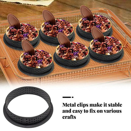 8x Cake Mold Perforated Cutter Round-Shape Mousse Circle Ring Tart Decor Baking - Aimall