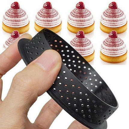 8x Cake Mold Perforated Cutter Round-Shape Mousse Circle Ring Tart Decor Baking - Aimall