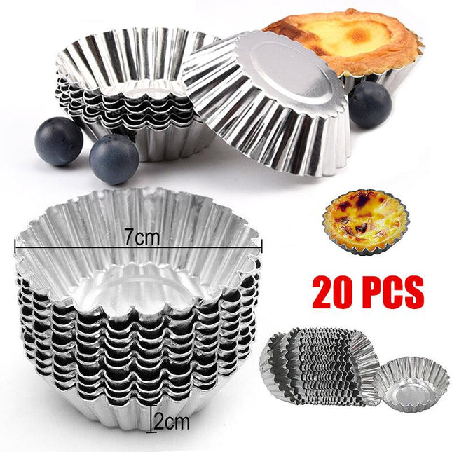 20PCS Cake Cups Circular Tins Pie Egg Tart Mould Mold Plate Baking Tool Cupcake - Aimall