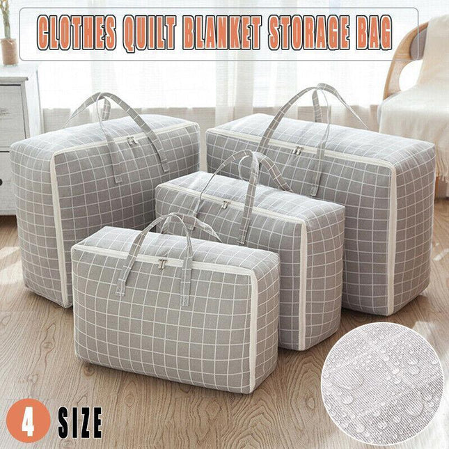 Clothes Quilt Blanket Storage Bag Fabric Organizer Waterproof Zipper Bags Cotton - Aimall