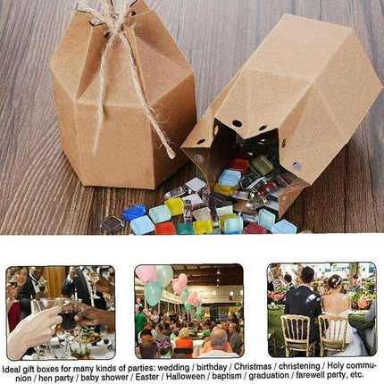 50Pcs Xmas Candy Gift Box Bag Pillow Favor Kraft Paper Gift Favour Wedding Party - Aimall