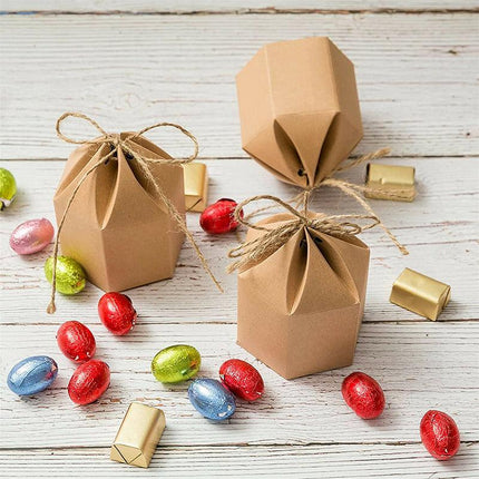 50Pcs Xmas Candy Gift Box Bag Pillow Favor Kraft Paper Gift Favour Wedding Party - Aimall