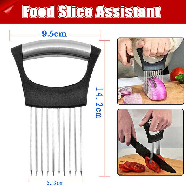 Food Slice Assistant Onion Slicer Cutter Fish Meat Potato Vegetable Holder Tool - Aimall