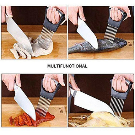 Food Slice Assistant Onion Slicer Cutter Fish Meat Potato Vegetable Holder Tool - Aimall