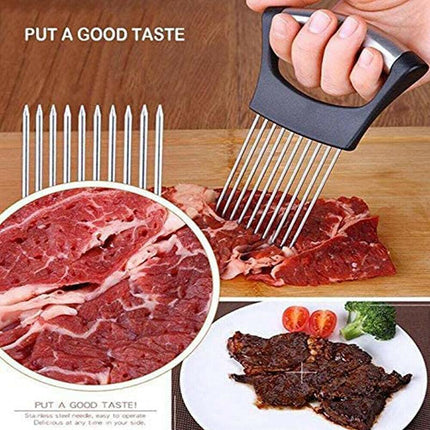 Food Slice Assistant Onion Slicer Cutter Fish Meat Potato Vegetable Holder Tool - Aimall