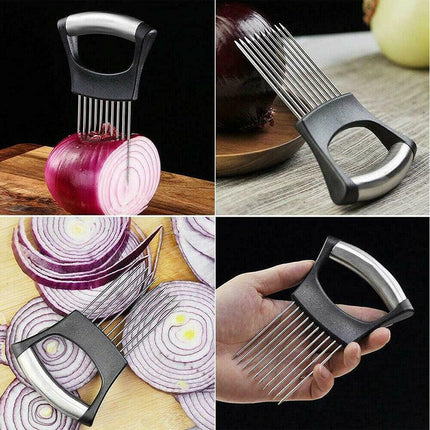 Food Slice Assistant Onion Slicer Cutter Fish Meat Potato Vegetable Holder Tool - Aimall