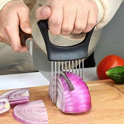 Food Slice Assistant Onion Slicer Cutter Fish Meat Potato Vegetable Holder Tool - Aimall