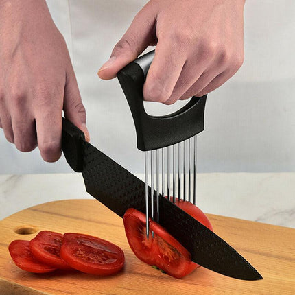Food Slice Assistant Onion Slicer Cutter Fish Meat Potato Vegetable Holder Tool - Aimall