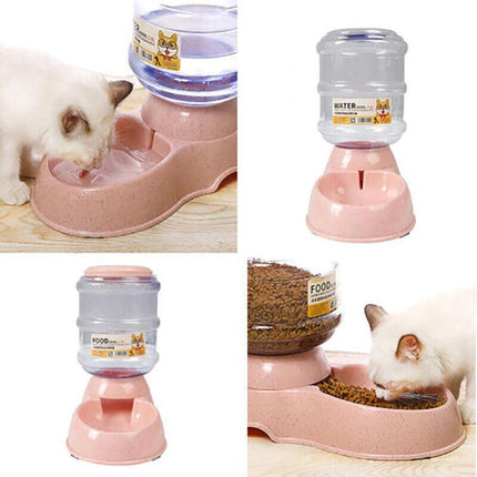 Automatic 3.8L Water Feeder Food Pet Dog Cat Puppy Dispenser Feeder Bowl Bottle - Aimall