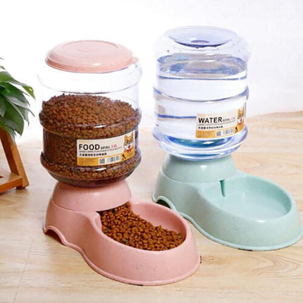 Automatic 3.8L Water Feeder Food Pet Dog Cat Puppy Dispenser Feeder Bowl Bottle - Aimall
