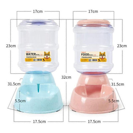 Automatic 3.8L Water Feeder Food Pet Dog Cat Puppy Dispenser Feeder Bowl Bottle - Aimall