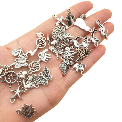 100PCS Bulk Tibetan Silver Mix Charm Pendants Necklace Jewelry Making DIY Craft - Aimall
