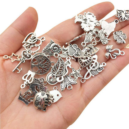 100PCS Bulk Tibetan Silver Mix Charm Pendants Necklace Jewelry Making DIY Craft - Aimall