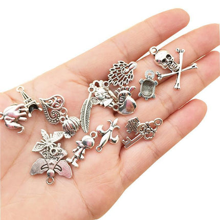 100PCS Bulk Tibetan Silver Mix Charm Pendants Necklace Jewelry Making DIY Craft - Aimall