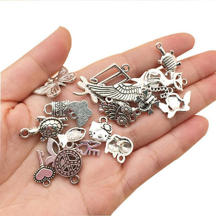 100PCS Bulk Tibetan Silver Mix Charm Pendants Necklace Jewelry Making DIY Craft - Aimall