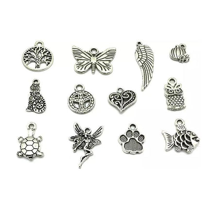 100PCS Bulk Tibetan Silver Mix Charm Pendants Necklace Jewelry Making DIY Craft - Aimall