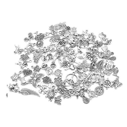 100PCS Bulk Tibetan Silver Mix Charm Pendants Necklace Jewelry Making DIY Craft - Aimall