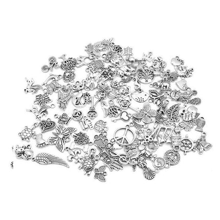 100PCS Bulk Tibetan Silver Mix Charm Pendants Necklace Jewelry Making DIY Craft - Aimall