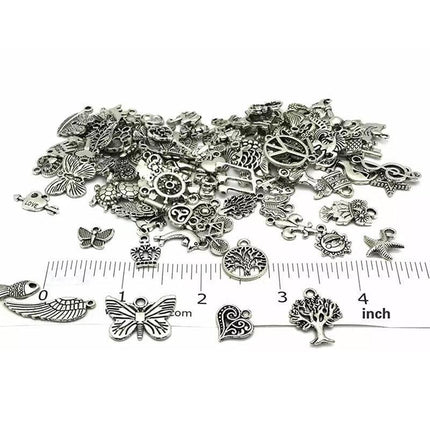 100PCS Bulk Tibetan Silver Mix Charm Pendants Necklace Jewelry Making DIY Craft - Aimall