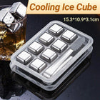 Stainless Steel Whiskey Stones x 8 Ice Cubes With Tong Reusable Cooling Ice Cube - Aimall