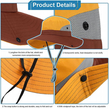 Women Wide Brim Ponytail Hat Sun Protect Visor Summer Beach Cap Anti UV Floppy - Aimall