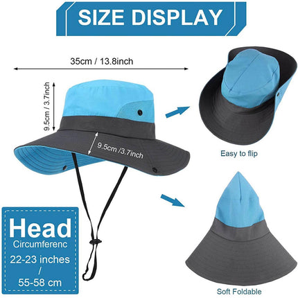Women Wide Brim Ponytail Hat Sun Protect Visor Summer Beach Cap Anti UV Floppy - Aimall