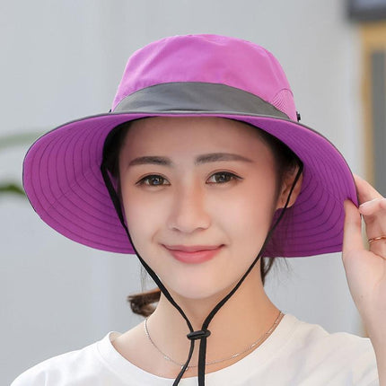 Women Wide Brim Ponytail Hat Sun Protect Visor Summer Beach Cap Anti UV Floppy - Aimall